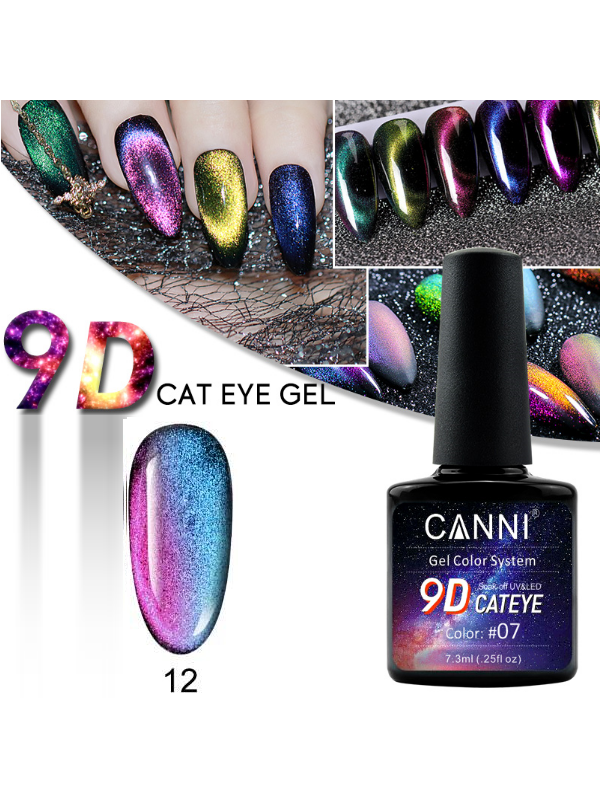 9D Cat Eye gel polish canni soak off Magic colourful 12